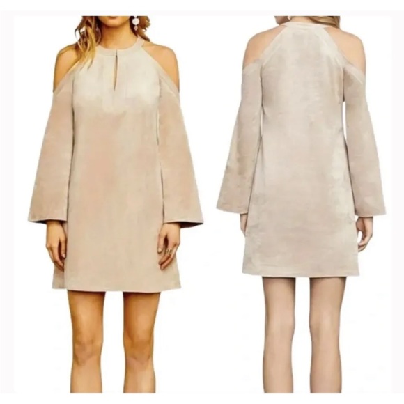 BCBGMaxAzria Dresses & Skirts - NWT BCBG Maxazaria PINK SUEDE Short Dress with Cold Shoulder Peach medium m